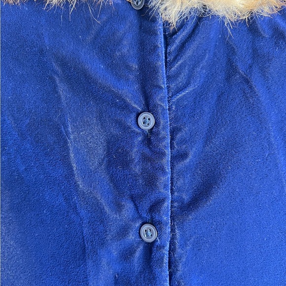 Janie and Jack  blue velvet dress with fur collar and bow sleeves size 5. - Picture 7 of 9